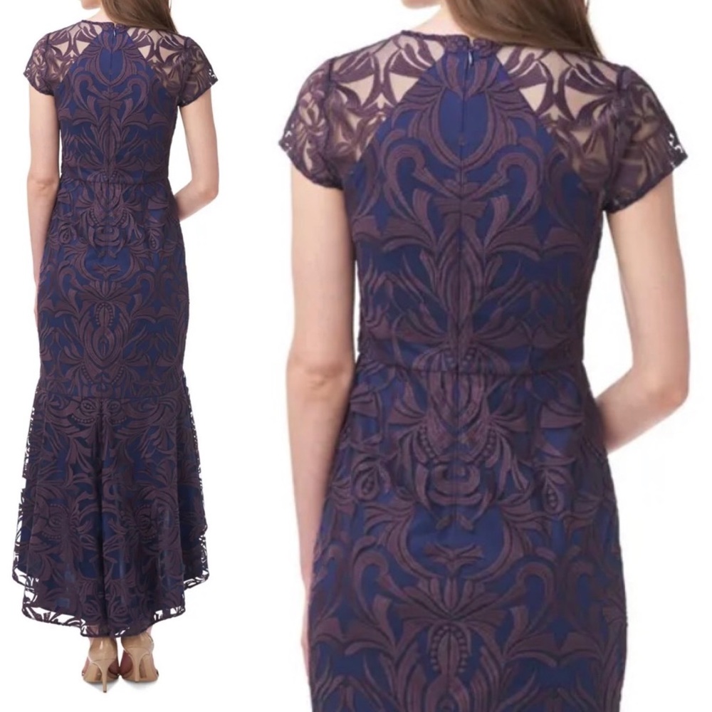 New Js Collection Navy Mesh Lined Cap Sleeve Even… - image 5